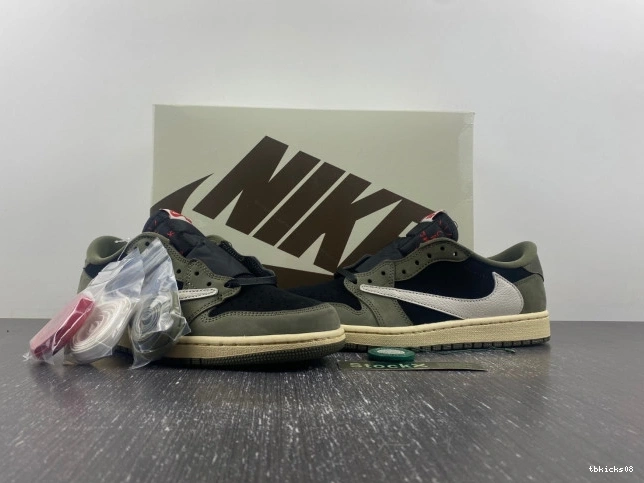 Rep TBkick OLIVE' SCOTT SP 'BLACK X 1 DM7866-002 OG TRAVIS AIR JORDAN LOW 0811